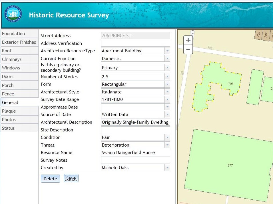 City of Alexandria, Virginia Historic Building Survey